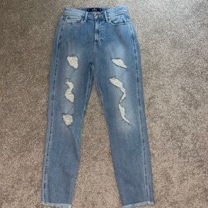 Hollister Distressed Curvy High Rise Mom Jeans
